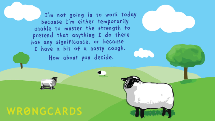 Excuses Ecard with the text: 