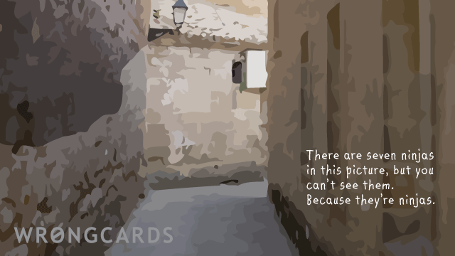 Ecard text: there are seven (7) ninjas hiding in this picture. but you can't see them - because they're ninjas.